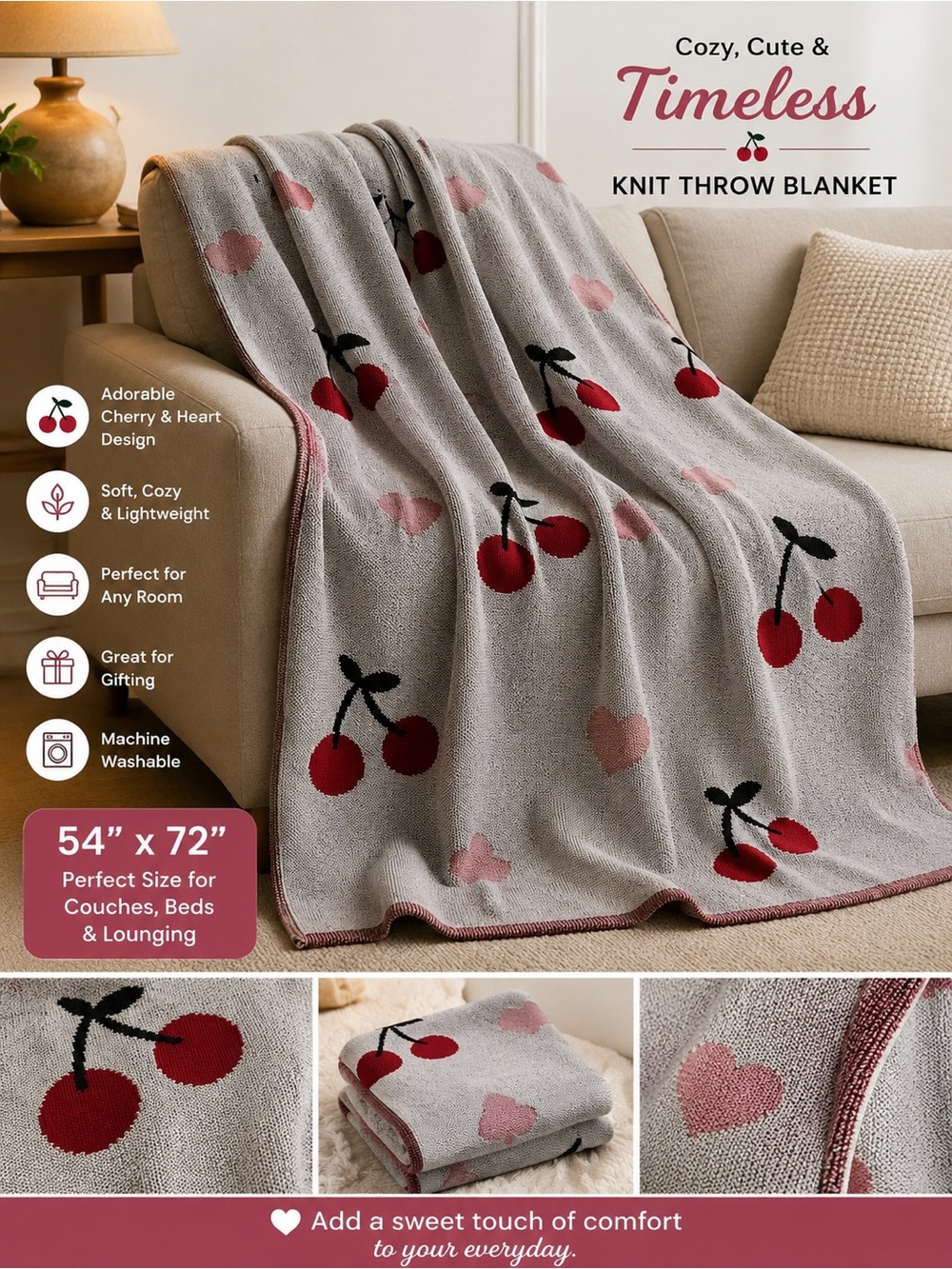 Kassatex Red, Black & White Knit Throw with Woven Texture